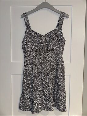 Old Navy Navy Micro-Floral Sweetheart Mini Dress